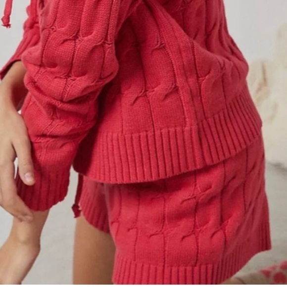 ANTHROPOLOGIE Saturday Sunday Ellyn Knit Red Sweater Shorts size large - Picture 2 of 7